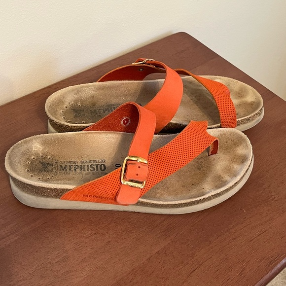 Mephisto Shoes - Mephisto Bright Orange Slide Sandals